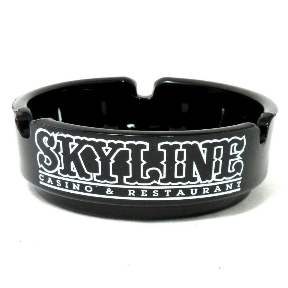 VTG Skyline Las Vegas Casino Henderson Nevada Black & White Glass Ashtray